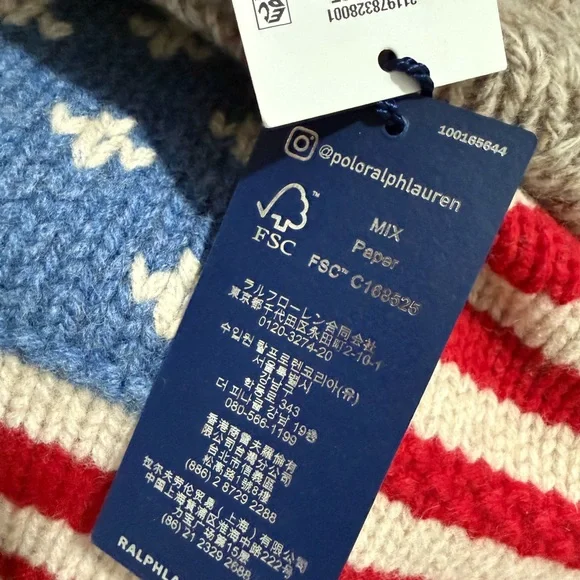 New Polo Ralph Lauren Wool Iconic Flag Sweater Roll Neck America USA - Picture 7 of 9